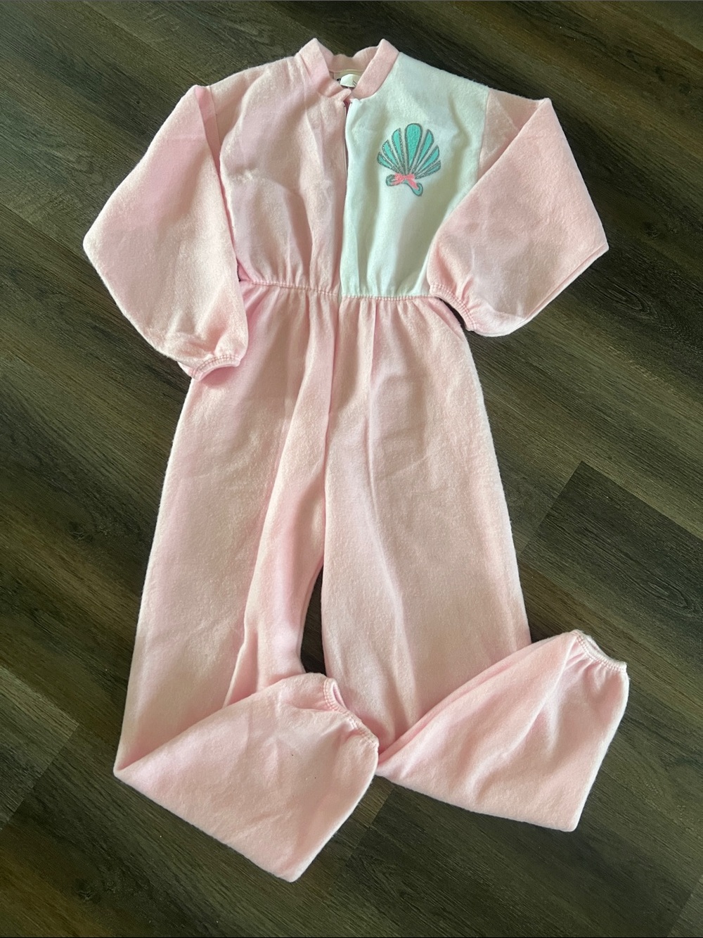 (4) Vintage Pink Fleece One-Piece Footie with Shell Detail